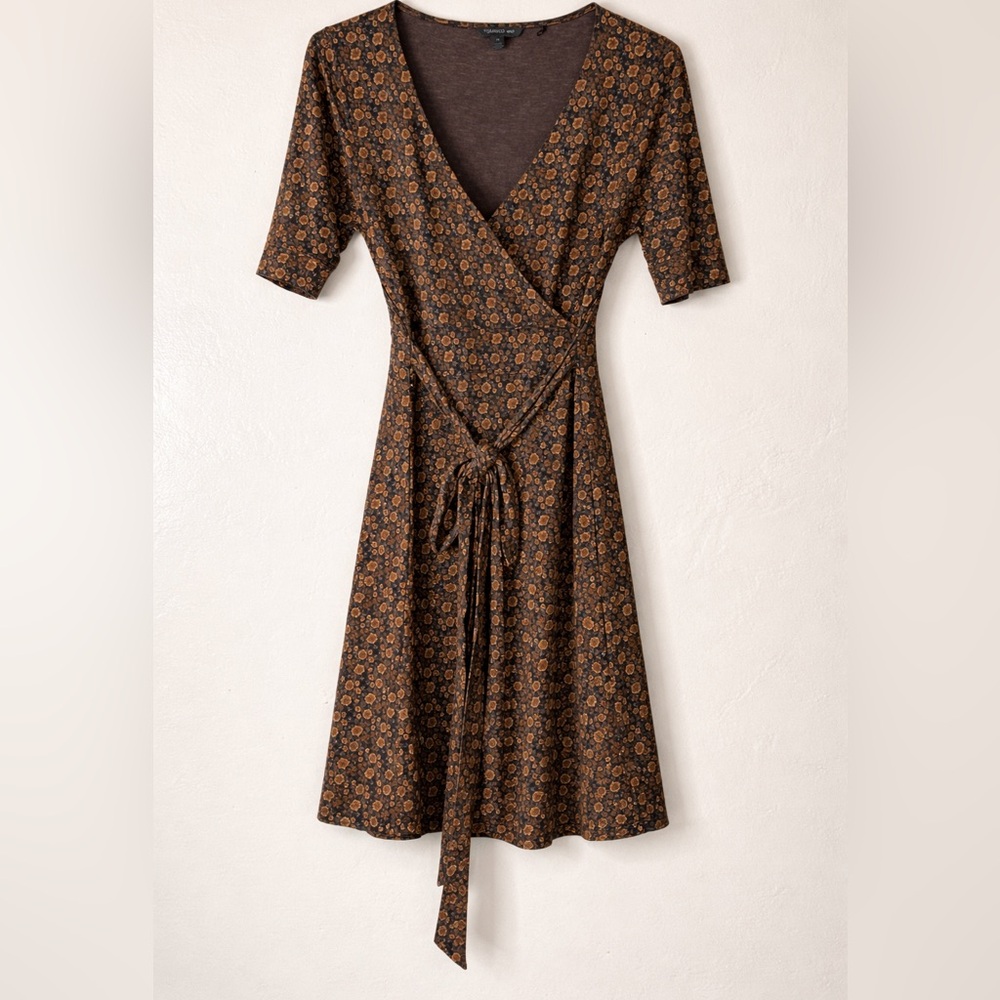 Toad & Co floral wrap tie waist dress